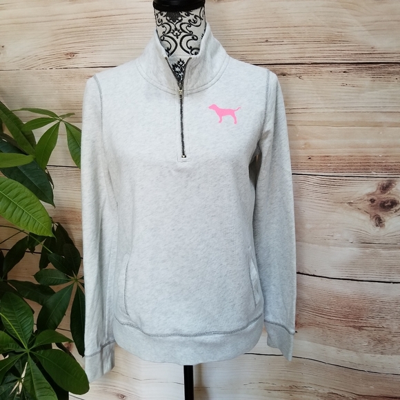 PINK Victoria's Secret Tops - 3/$28 Pink  Pullover Gray Half zipper  Sz S